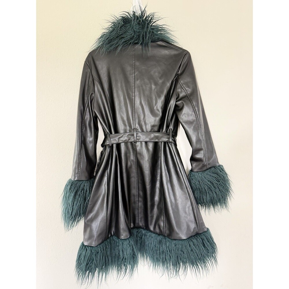 Dolls Kill Y2K Penny Lane Afghan Faux Leather Fur Trim Jacket Small Grunge Mob - Picture 5 of 11